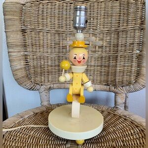Vintage 1964 IRMI Hand Painted Child's Clown Little Bedside Lamp